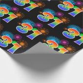 Leuk vuurwerk + regenboogpatroon "31" Evenementnum Cadeaupapier (Hoek)