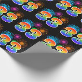 Leuk vuurwerk + regenboogpatroon "33" Evenementnum Cadeaupapier (Hoek)