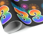 Leuk vuurwerk + regenboogpatroon "33" Evenementnum Cadeaupapier (Rol Hoek)
