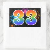 Leuk vuurwerk + regenboogpatroon "33" Evenementnum Rechthoekige Sticker (Tas)