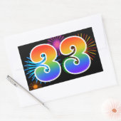 Leuk vuurwerk + regenboogpatroon "33" Evenementnum Rechthoekige Sticker (Envelop)