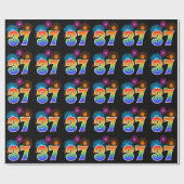 Leuk vuurwerk + regenboogpatroon "37" Evenementnum Cadeaupapier (Vlak)