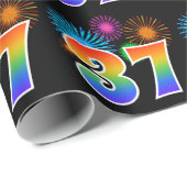 Leuk vuurwerk + regenboogpatroon "37" Evenementnum Cadeaupapier (Rol Hoek)