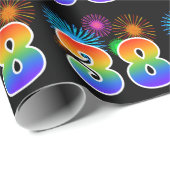 Leuk vuurwerk + regenboogpatroon "38" Evenementnum Cadeaupapier (Rol Hoek)