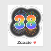 Leuk vuurwerk + regenboogpatroon "38" Event # Sticker (Vel)