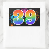 Leuk vuurwerk + regenboogpatroon "39" Evenementnum Rechthoekige Sticker (Tas)
