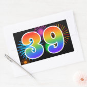 Leuk vuurwerk + regenboogpatroon "39" Evenementnum Rechthoekige Sticker (Envelop)