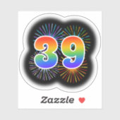 Leuk vuurwerk + regenboogpatroon "39" Event # Sticker (Vel)