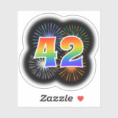 Leuk vuurwerk + regenboogpatroon "42" Event # Sticker (Vel)