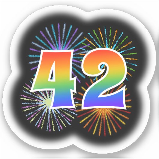 Leuk vuurwerk + regenboogpatroon "42" Event # Sticker (Voorkant)