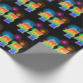 Leuk vuurwerk + regenboogpatroon "44" Evenementnum Cadeaupapier (Hoek)