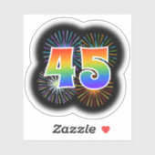 Leuk vuurwerk + regenboogpatroon "45" Event # Sticker (Vel)