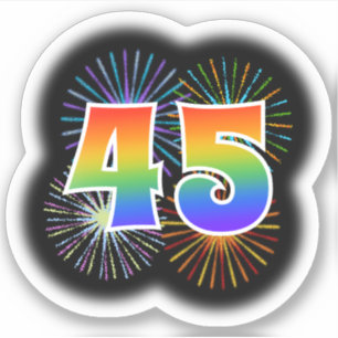 Leuk vuurwerk + regenboogpatroon "45" Event # Sticker