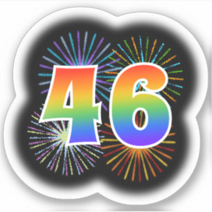 Leuk vuurwerk + regenboogpatroon "46" Event # Sticker