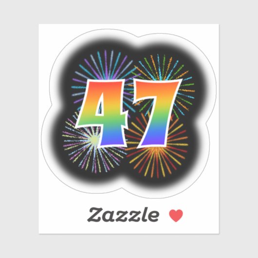 Leuk vuurwerk + regenboogpatroon "47" Event # Sticker (Vel)