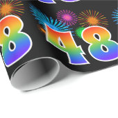 Leuk vuurwerk + regenboogpatroon "48" Evenementnum Cadeaupapier (Rol Hoek)