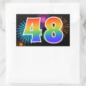 Leuk vuurwerk + regenboogpatroon "48" Evenementnum Rechthoekige Sticker (Tas)