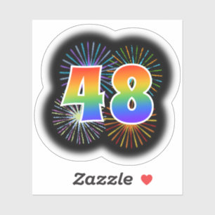Leuk vuurwerk + regenboogpatroon "48" Event # Sticker