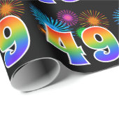Leuk vuurwerk + regenboogpatroon "49" Evenementnum Cadeaupapier (Rol Hoek)