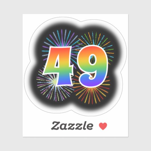 Leuk vuurwerk + regenboogpatroon "49" Event # Sticker (Vel)