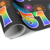 Leuk vuurwerk + regenboogpatroon "51" Evenementnum Cadeaupapier (Rol Hoek)