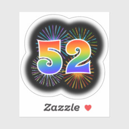 Leuk vuurwerk + regenboogpatroon "52" Event # Sticker