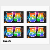 Leuk vuurwerk + regenboogpatroon "54" Evenementnum Rechthoekige Sticker (Vel)