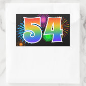 Leuk vuurwerk + regenboogpatroon "54" Evenementnum Rechthoekige Sticker (Tas)