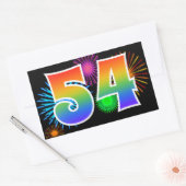 Leuk vuurwerk + regenboogpatroon "54" Evenementnum Rechthoekige Sticker (Envelop)