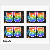 Leuk vuurwerk + regenboogpatroon "55" Evenementnum Rechthoekige Sticker (Vel)