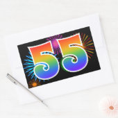Leuk vuurwerk + regenboogpatroon "55" Evenementnum Rechthoekige Sticker (Envelop)
