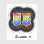 Leuk vuurwerk + regenboogpatroon "55" Event # Sticker (Vel)