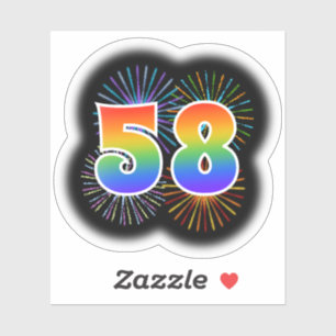 Leuk vuurwerk + regenboogpatroon "58" Event # Sticker