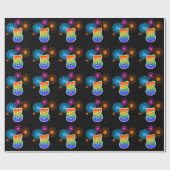 Leuk vuurwerk + regenboogpatroon "5" Evenementnumm Cadeaupapier (Vlak)