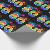 Leuk vuurwerk + regenboogpatroon "60" Evenementnum Cadeaupapier (Hoek)