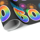 Leuk vuurwerk + regenboogpatroon "60" Evenementnum Cadeaupapier (Rol Hoek)