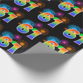 Leuk vuurwerk + regenboogpatroon "61" Evenementnum Cadeaupapier (Hoek)