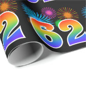 Leuk vuurwerk + regenboogpatroon "62" Evenementnum Cadeaupapier (Rol Hoek)