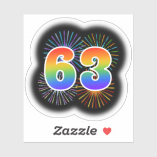 Leuk vuurwerk + regenboogpatroon "63" Event # Sticker