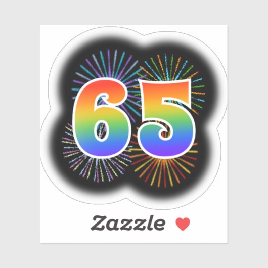 Leuk vuurwerk + regenboogpatroon "65" Event # Sticker (Vel)