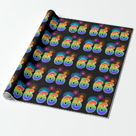 Leuk vuurwerk + regenboogpatroon "66" Evenementnum Cadeaupapier