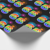 Leuk vuurwerk + regenboogpatroon "66" Evenementnum Cadeaupapier (Hoek)