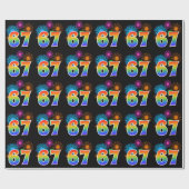 Leuk vuurwerk + regenboogpatroon "67" Evenementnum Cadeaupapier (Vlak)
