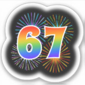 Leuk vuurwerk + regenboogpatroon "67" Event # Sticker (Voorkant)