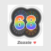 Leuk vuurwerk + regenboogpatroon "68" Event # Sticker (Vel)