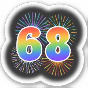 Leuk vuurwerk + regenboogpatroon "68" Event # Sticker