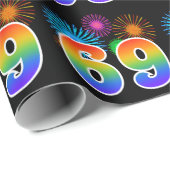 Leuk vuurwerk + regenboogpatroon "69" Evenementnum Cadeaupapier (Rol Hoek)