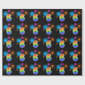 Leuk vuurwerk + regenboogpatroon "6" Evenementnumm Cadeaupapier (Vlak)