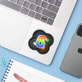 Leuk vuurwerk + regenboogpatroon "6" Event # Sticker (Laptop met iPhone)