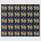 Leuk vuurwerk + regenboogpatroon "70" Evenementnum Cadeaupapier (Vlak)